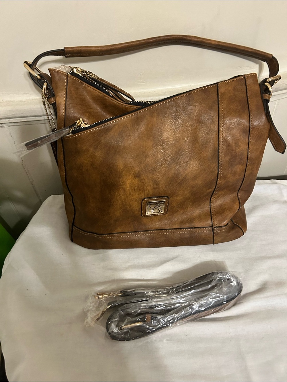 Jose Hess “For My Daughter Designer Bag” Cognac Brown Shoulder/Crossbody Bag/New